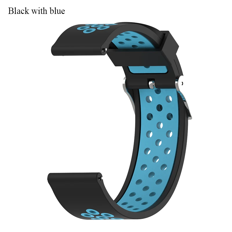 BOORUI 20 мм 22 мм ремешок Amazfit pace силиконовый ремешок для xiaomi amazfit bip mijia кварцевый Garmin Forerunner 645 Vivoactive 3 - Цвет: Black with blue