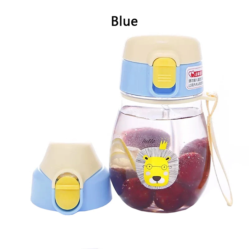 Синий Non-toxic Bite-resistant And Not Hurting Teeth Sippy Cup With Strap Baby Feeding Water Drink Leak Proof Bottle With Straw Baby - Цвет: Синий