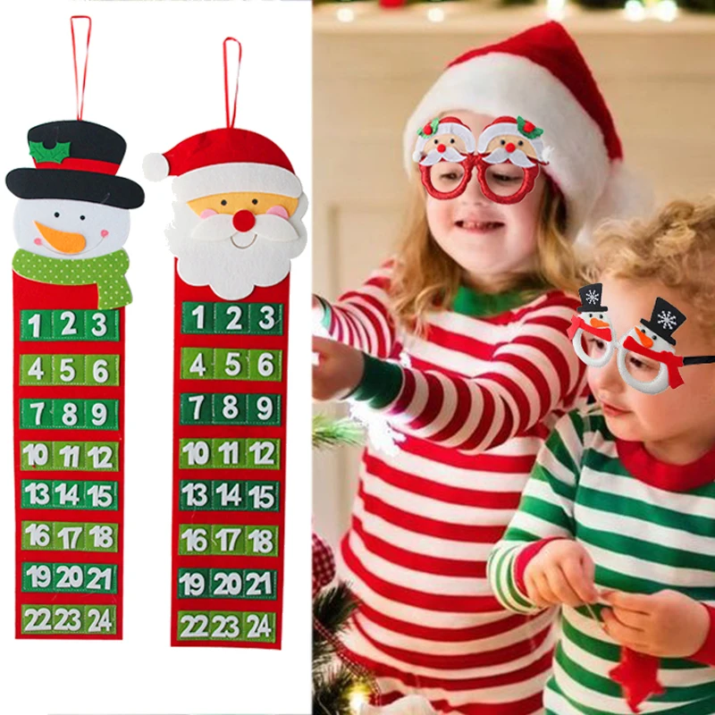 

Felt Advent Calendar Santa Claus Snowmen Christmas Calendar Countdown Hanging Decor Navidad 2020 Christmas Decorations for Home
