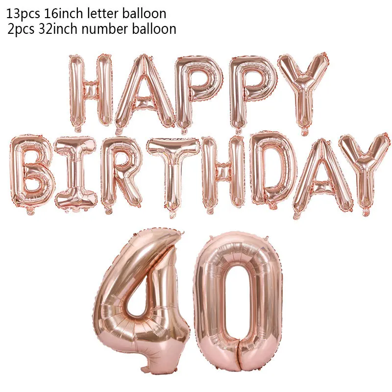 rose happy birthday 40-ой день рождения Золотой С Днем Рождения шар фольга 40-ой шар черный баннер фоторамка с днем рождения Принадлежности Декор - Цвет: rose happy birthday
