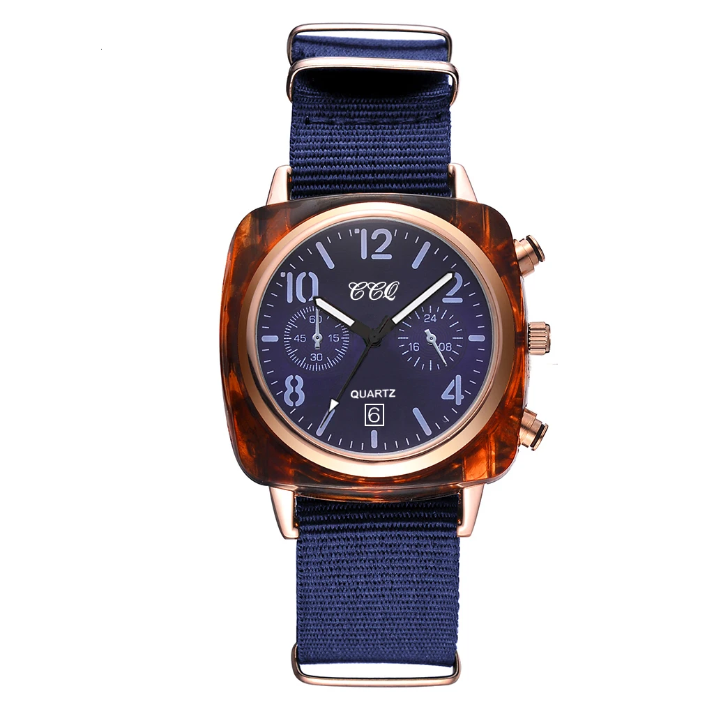 Горячая распродажа Женские холщовые часы с квадратным спортивным ремешком роскошные женские часы CCQ кварцевые часы