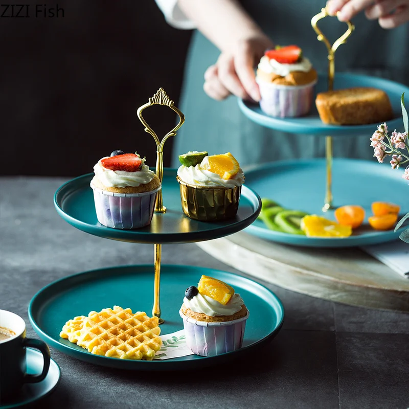 

Creative 2/3 Tier Ceramics Cake Stand Afternoon Tea Wedding Plates Party Tableware New Bakeware Cake Shop Three Layer Cake Rack