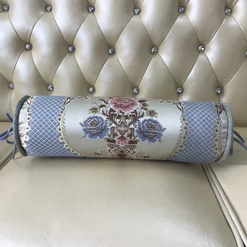 

Chinese wind round embroidery neck pillow cervical Pillow Bed Roll Cushion Head Leg Back Support Light Travel Column Pillow