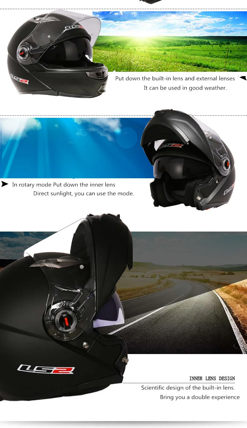 LS2 FF370 флип по бездорожью полный уход за кожей лица мотоциклетный мото Шлем Capacete каско с двойной щит козырек ECE