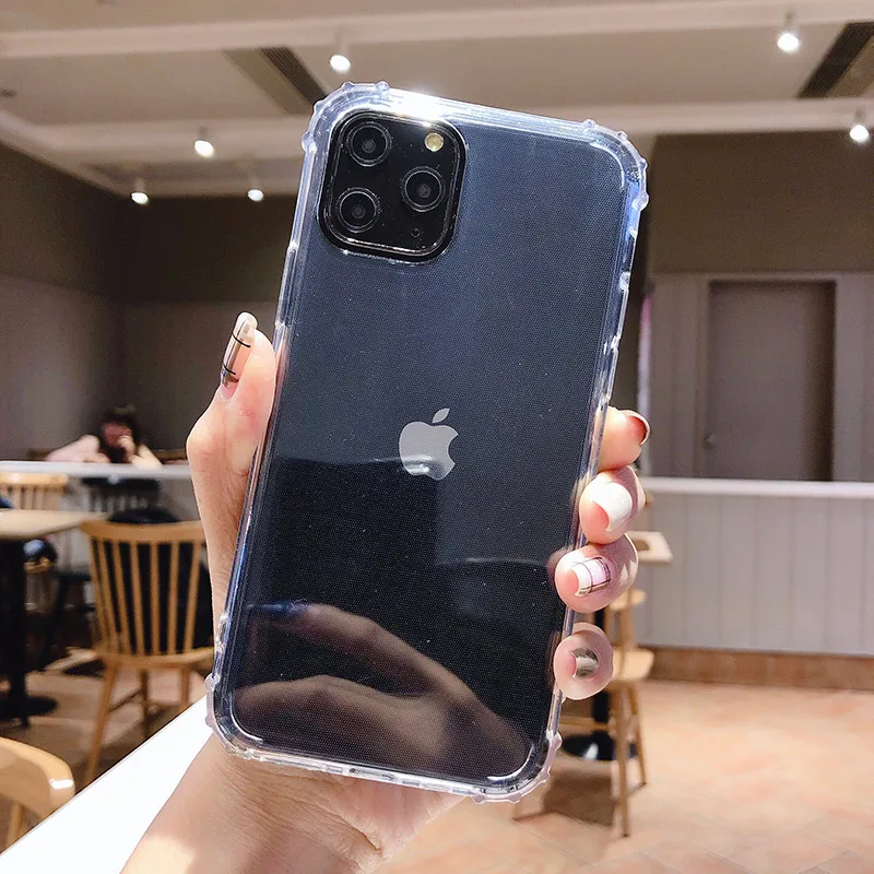 Однотонные высококачественные чехлы для телефонов iPhone 11Pro Max 6 6s 7 8 Plus X Xs Max Xr 11 Pro из мягкого ТПУ, прозрачные противоударные чехлы на заднюю панель - Цвет: 1