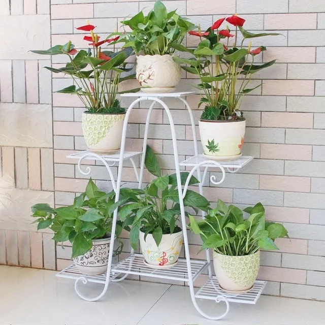 

European Style Iron Flower Stand Ground Type Plant Stand Balcony Living Room Indoor Multi Layer Flower Shelf Furniture