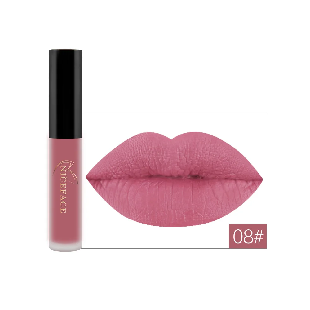 30 Color Matte Lip Gloss Shiny Moisturizer Texture Matte Lip Gloss Pearl Non-stick Cup Waterproof Liquid Lipstick - Цвет: 08