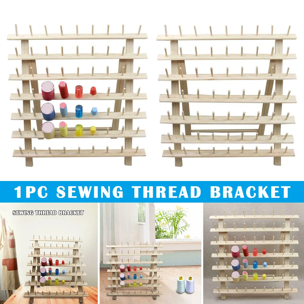 

63 Spool Wood Sewing Thread Stand Organizer Embroidery Storage Rack Holder Bracket DAG-ship