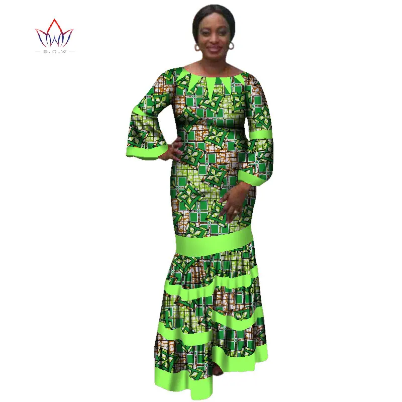 Новое Африканское женское платье Базен Дашики Африканский принт платья для женщин хлопок женская одежда с круглым вырезом 6xl 5xl натуральный WY3173 - Цвет: 23