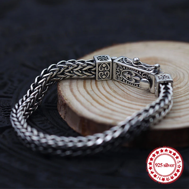 S925 Стерлинговое Серебро, мужской браслет, плоская цепочка, индивидуальная классика, модный стиль, властный Ретро стиль, в форме киля, ювелирное изделие для влюбленных, подарок