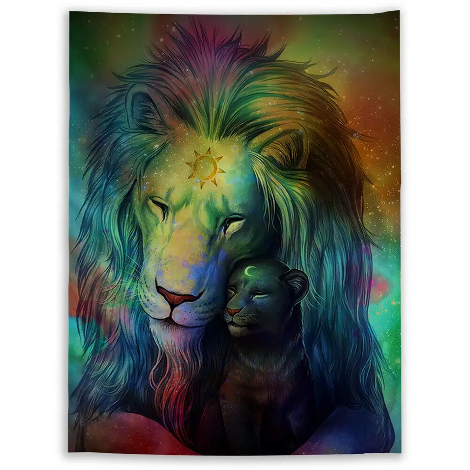 Space Lion Wall Art Tapestry Custom Bedroom Home Decoration Decorative Tapestries Aliexpress