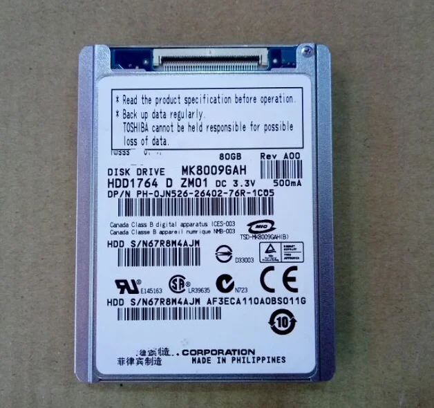 Новый жесткий диск 1 8 дюйма HDD CE/ZIF 80 Гб MK8009GAH для d430 D420 xt1 2510P 2710P NC2400 sr68e замена mk1214gah