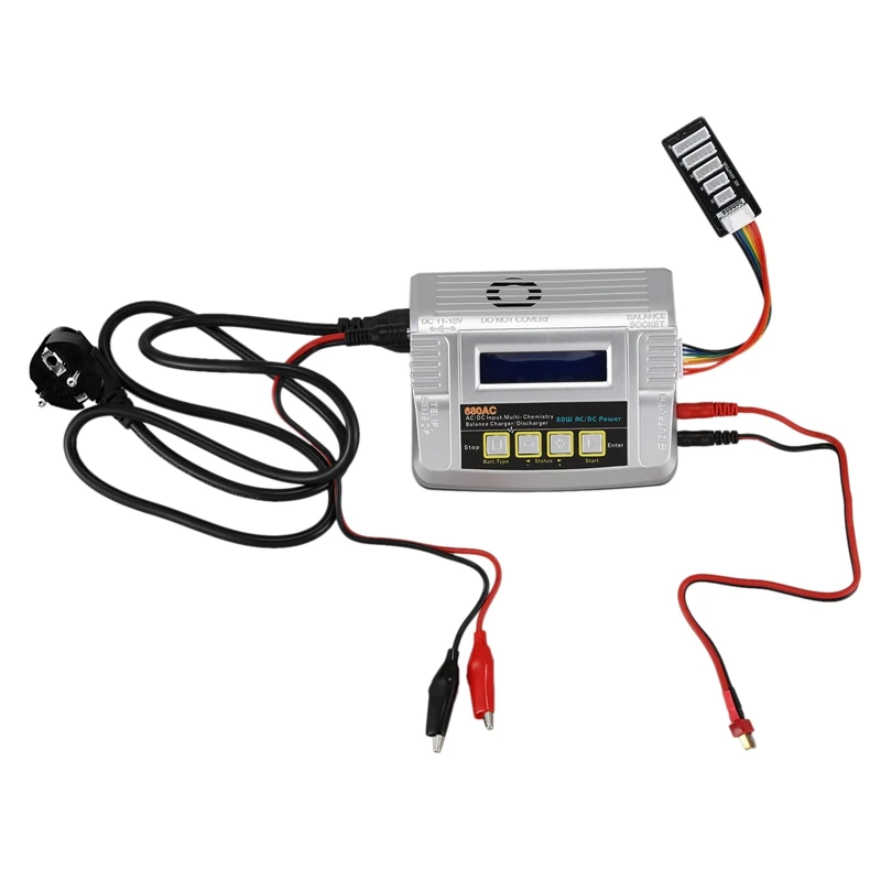 680AC 80 Вт 6A AC DC RC батарея баланс зарядное устройство Dis зарядное устройство для игрушек 1-6S LiPo LiFe Lilon NiCd NiMH батарея Зарядка мощность ЕС разъем
