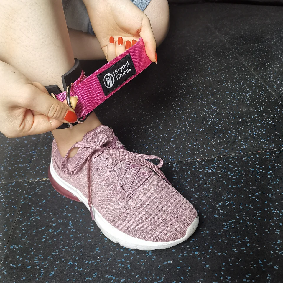 Cavigliere Per Macchine Da Fitness In Poliestere - Cinghie Regolabili Con Doppio Anello D - Rosa