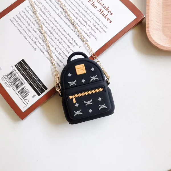 Black Роскошный модный мини-рюкзак для AirPods 1/2 защитный чехол силиконовый мягкий чехол для беспроводной bluetooth-гарнитуры Комплект женский чехол - Цвет: Black
