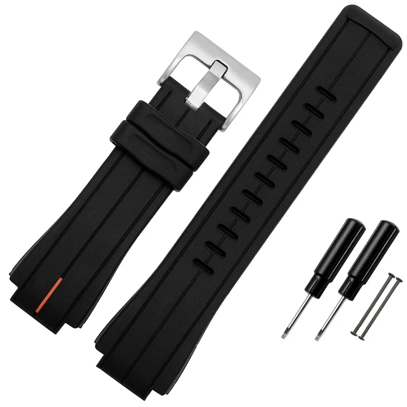Силиконовый резиновый ремешок для часов timex ремешок T2N720 T2N721 TW2T76300 браслет водонепроницаемый ремешок выпуклый интерфейс 16 мм - Цвет ремешка: black orange  silver