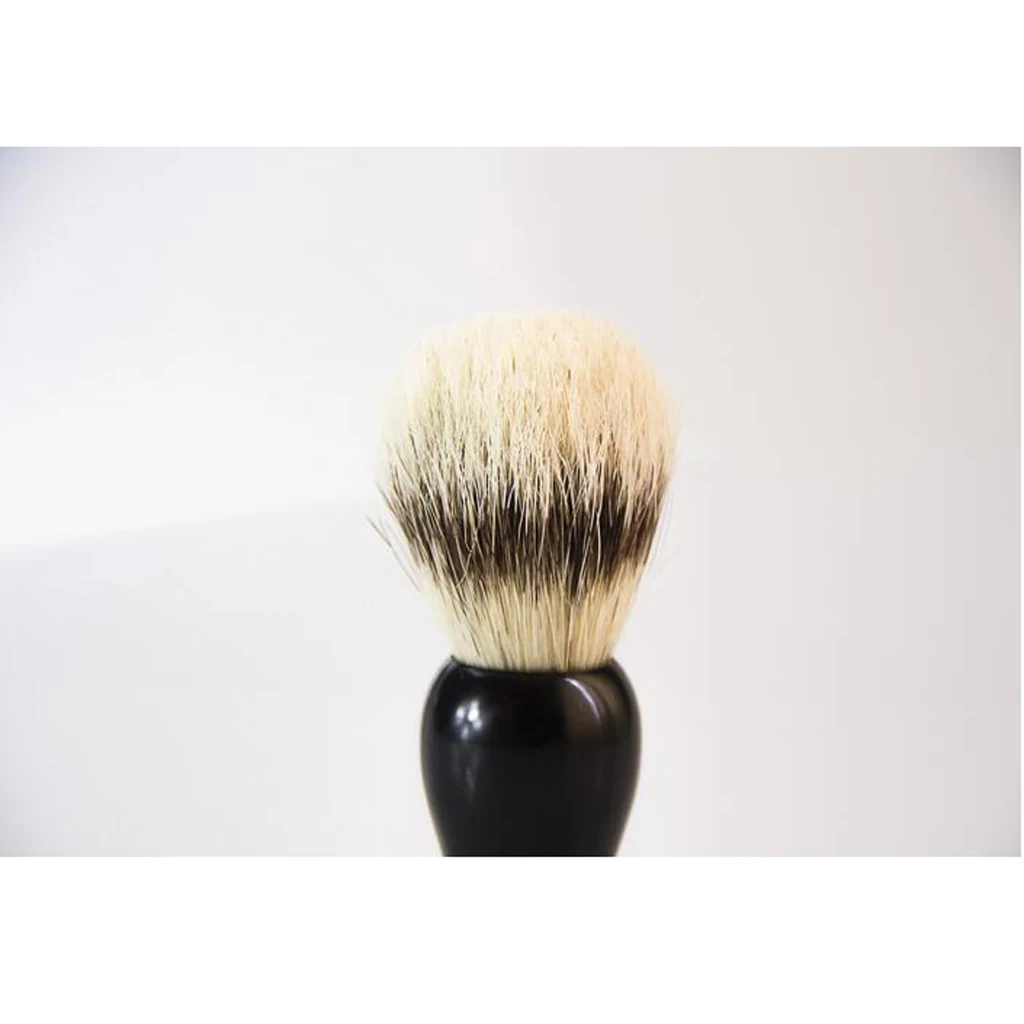 Practical Handmade Men's Barber Salon Brown Bristles Hair Shave Shaving Brush Tool Gift Black Plastic Handle