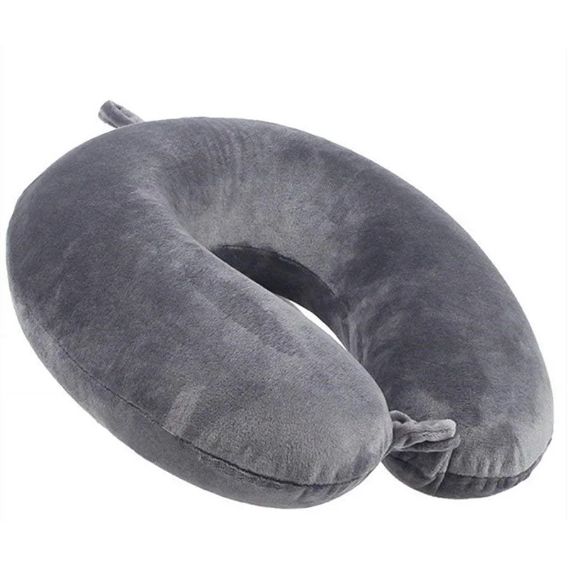 8Home Textile U-Shape Pillows Plain Color Super Soft Slow Rebound Memory Foam Pillow Neck Air Travel Pillows Living Room CM - Цвет: Светло-серый