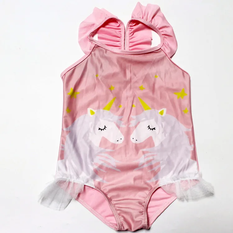 Купальный костюм с единорогом для девочек 1-7 лет, брендовый летний купальный костюм для девочек, Цельный Детский пляжный костюм, купальные костюмы