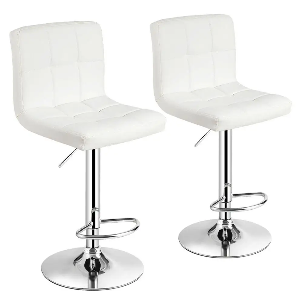 Modern Set of 2 Bar Stools Leather Adjustable Swivel Pub Chair In Multi Colors 