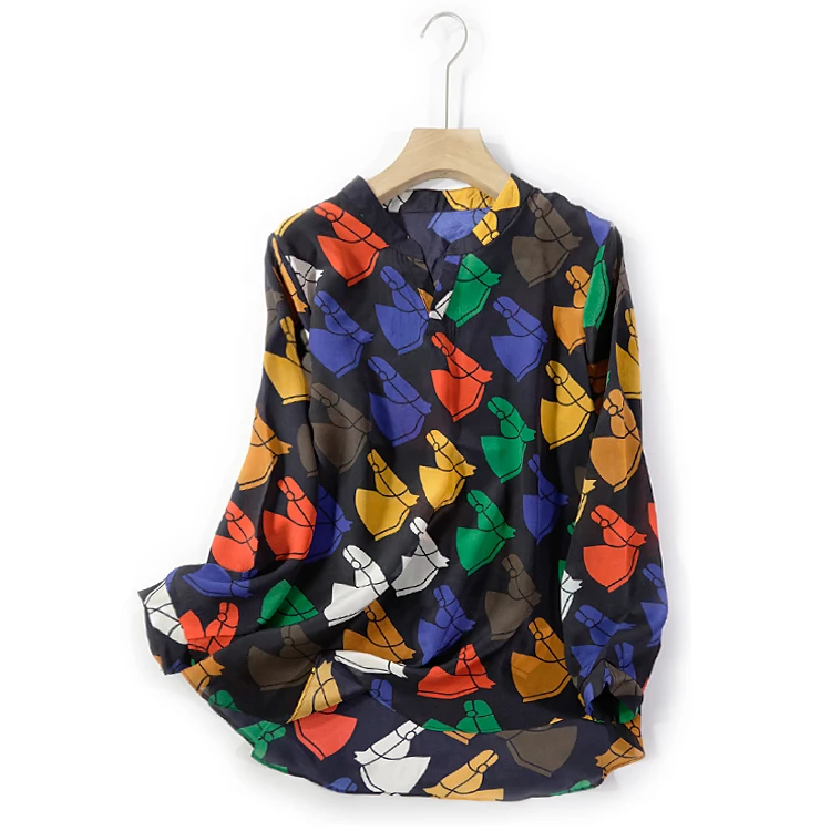 Женская Базовая Блузка из 100% натурального шелка летняя офисная рубашка с длинным