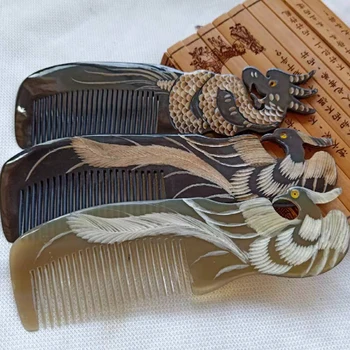 

Horn Hair Comb Anti-Static Horn Fine Tooth Ox Horn Comb Mustache Comb for Men with Animal Handle, Women Hair Styling Combs