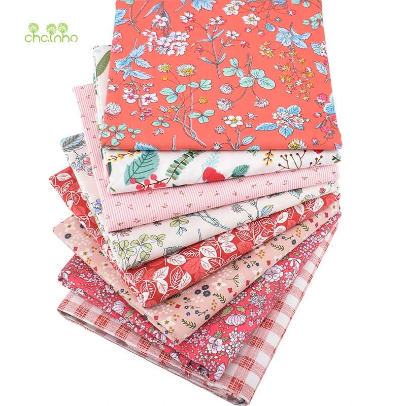 Chainho, красная Цветочная серия, печатная твиловая, хлопковая ткань, Лоскутная Ткань для шитья своими руками, стеганая одежда для малышей и детей