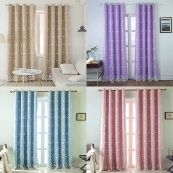 

100% Polyester Solid Color Blackout Curtains With Milk Tulle For Living Room The Bedroom Best Home Decor