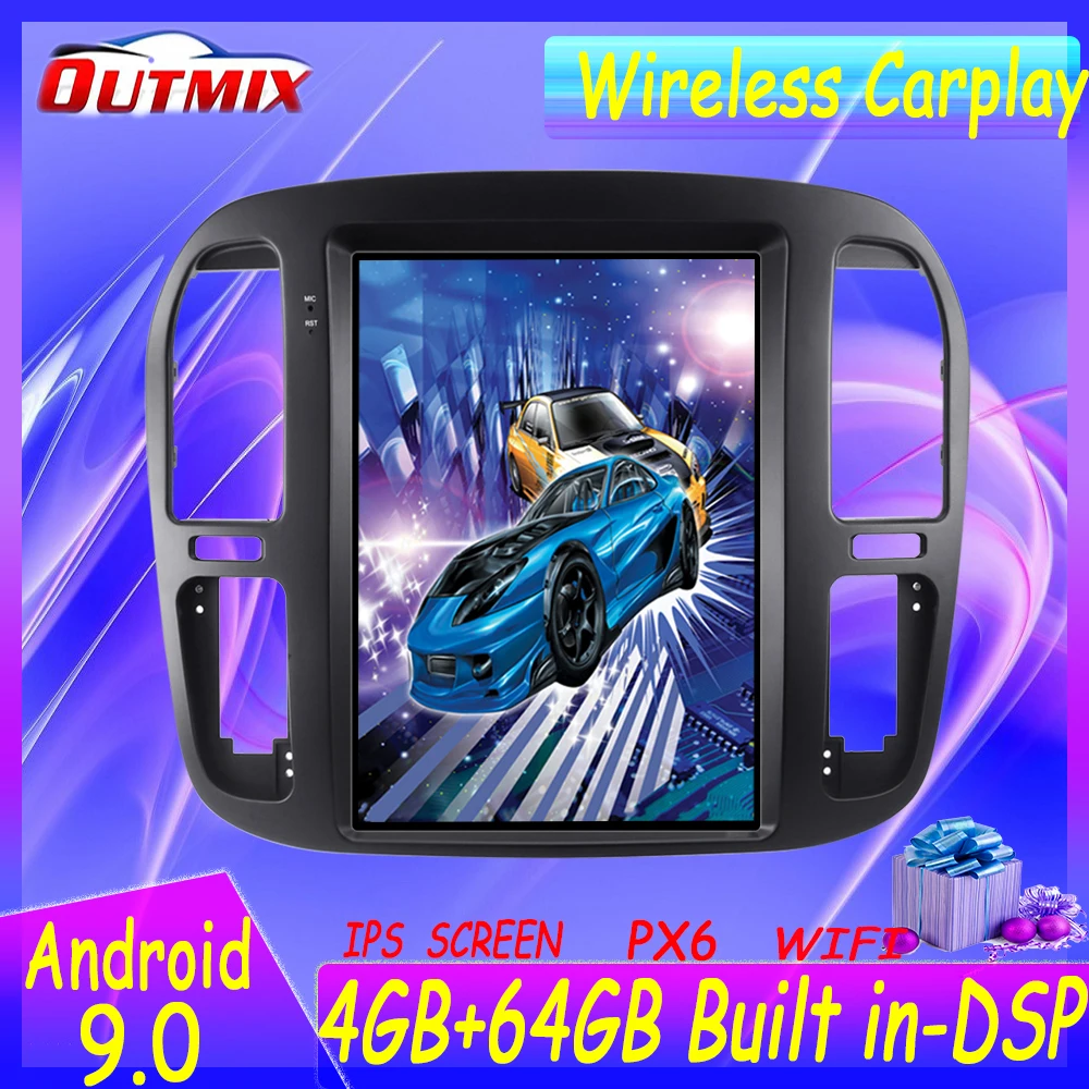 Автомобильный мультимедийный плеер Android 9 экран Tesla для TOYOTA LAND CRUISER LC100 Lexus LX470 1992-2002