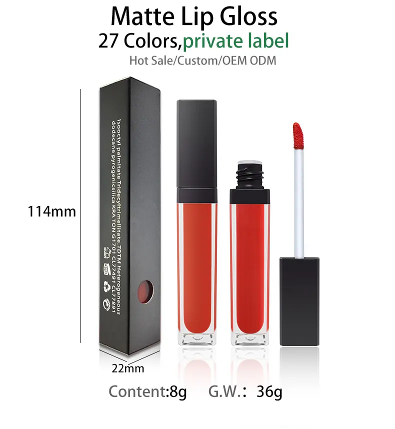 Grosir 27 warna private label lipgloss to change up warna matte liquid lipstik tahan lama lip gloss gratis cetak logo