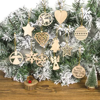 

12pcs Christmas Wooden Pendant Christmas New Year 2021 Decorations for Home Ornaments Xmas Gifts Noel 2020 Navidad Decor Garland