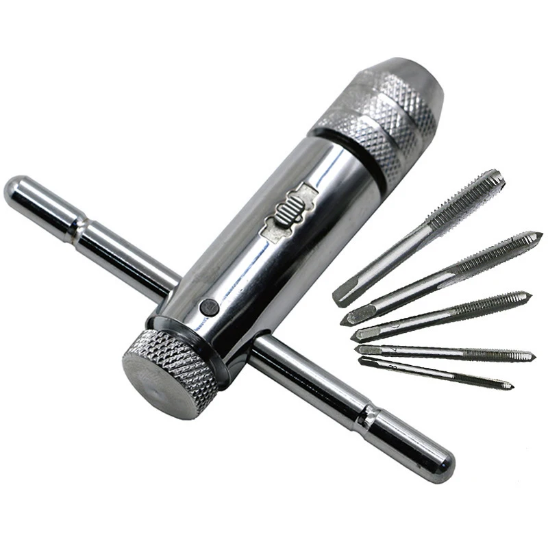 

T-Bar Handle Ratchet M3-M8 Adjustable Ratchet Reversible Thread Metric Plug Tap T-Handle Ratchet Wrench Holder For Tap Die Set