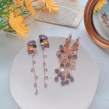 

2020 New Elegant Pink Shiny Zircon Flower Circle Long Drop Earrings For Women Delicate Micro Paved Pendientes Jewelry