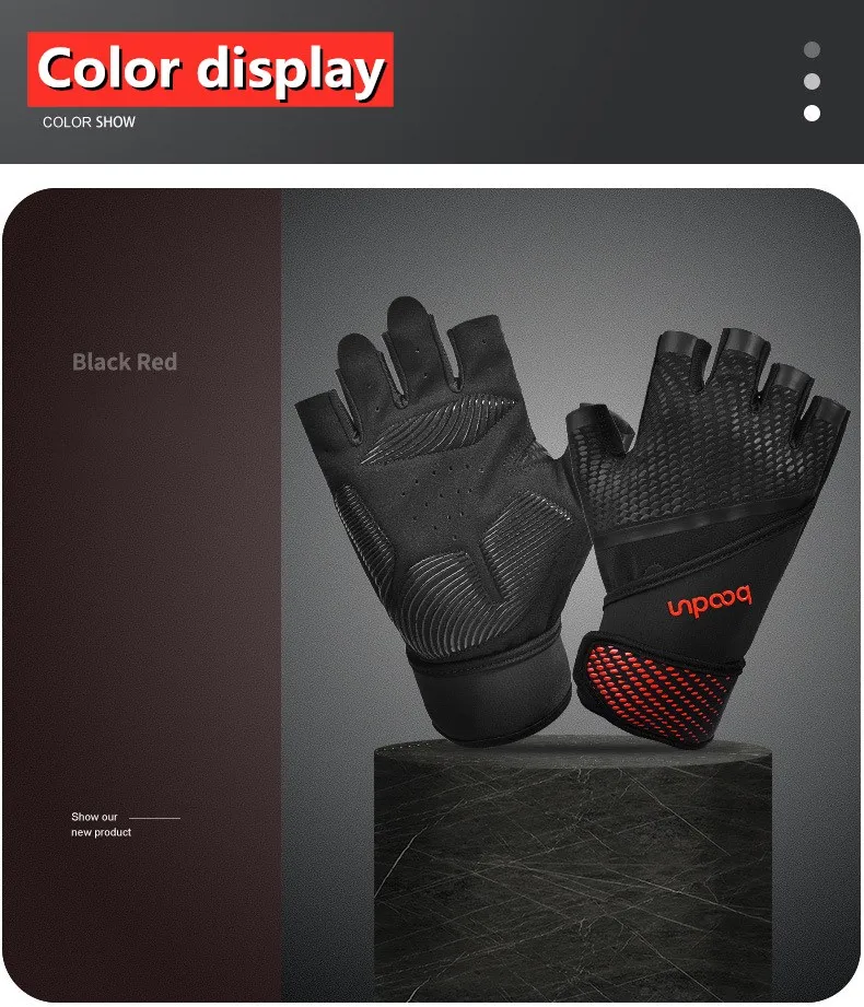 Мужские перчатки для тяжелой атлетики Half Hinger, мужские перчатки для занятий фитнесом, тренировочные перчатки для гантелей, Перчатки для фитнеса, черные, белые, красные, M~ XL