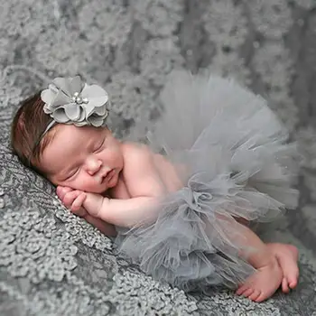 

Newborn Baby Girl European and American Style Puff Skirt Flower Headband Studio Photography Costume Props Hundred Days Photo
