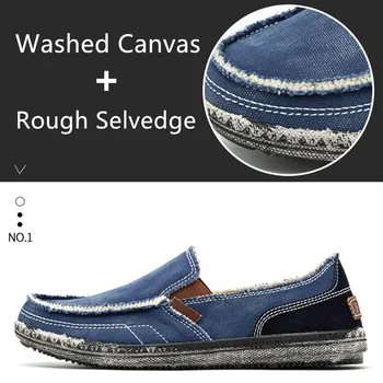 

Men Classic Canvas Shoes Casual Sneakers Men's Lazy Shoes Moccasin Men Slip On Loafer Washed Denim Casual Flat Loafers