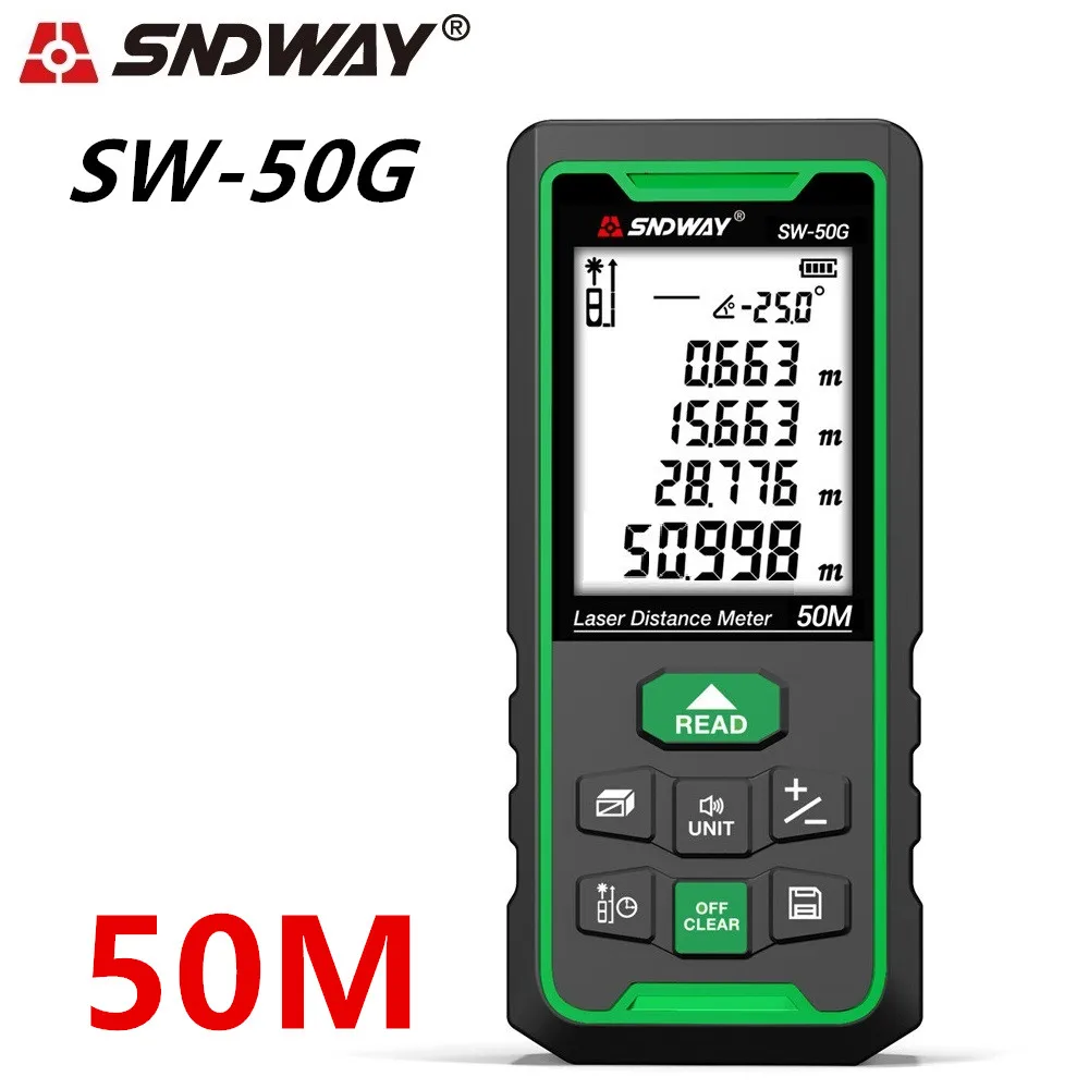 Лазерный дальномер SNDWAY Trena Зеленая лазерная линейка рулетка 100 м 70 50 электронный