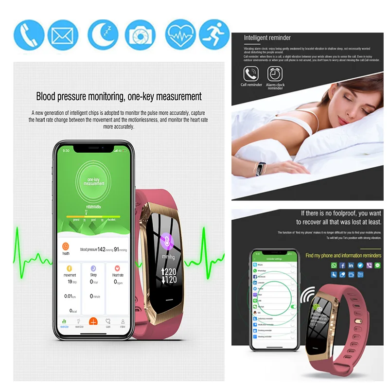 Smart Watch BINSSAW  Men Band Color LCD Screen Fitness Bracelet IP67 Waterproof Smart Band Heart Rate IOS Android Phone Watches