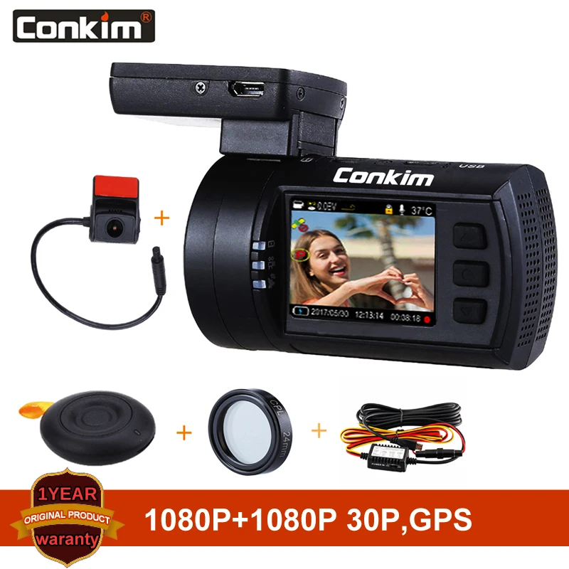 Conkim Автомобильный видеорегистратор с двойным объективом супер конденсатор FULL