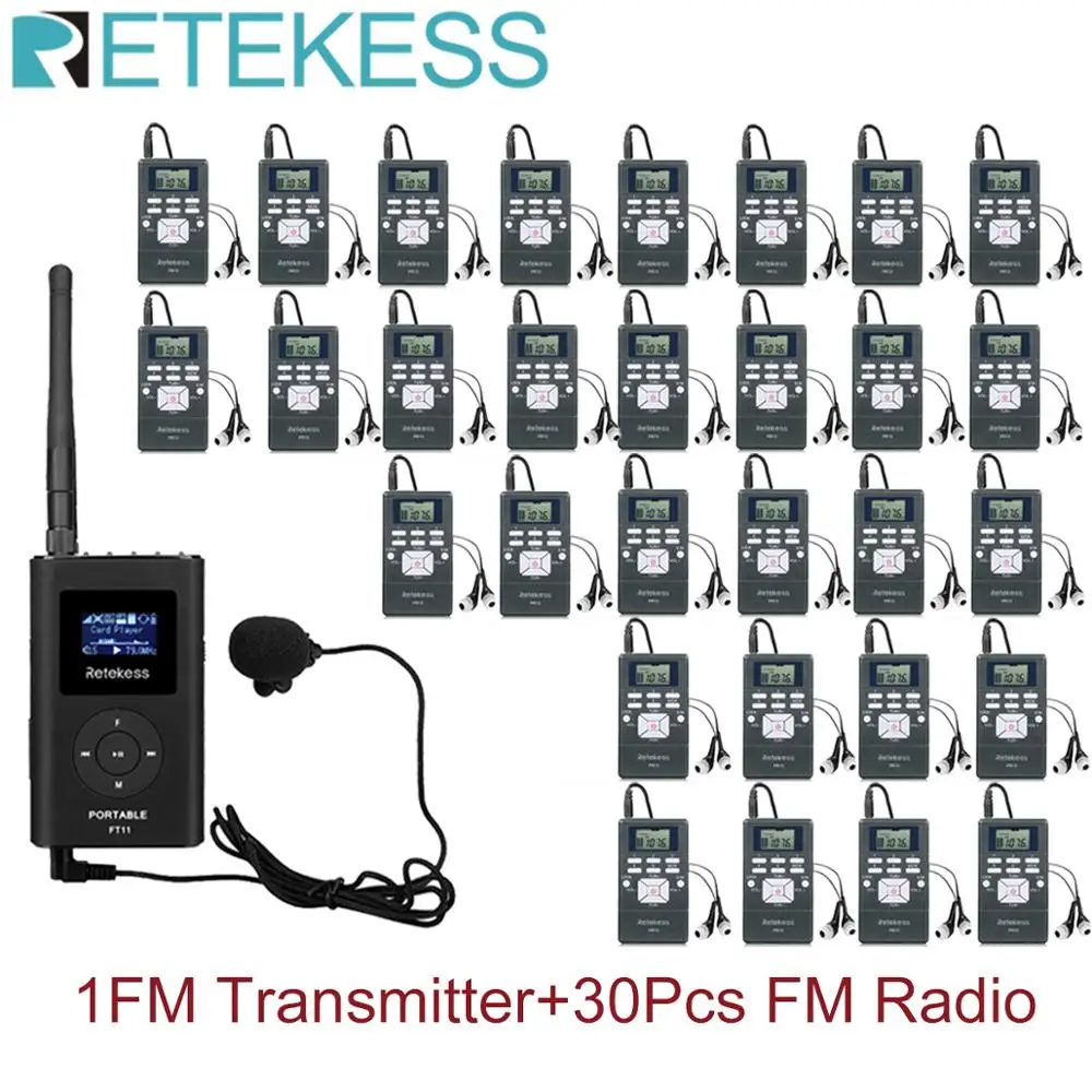 1 FM передатчик FT11 + 30 шт. радиоприемник PR13 беспроводная система голосовой передачи