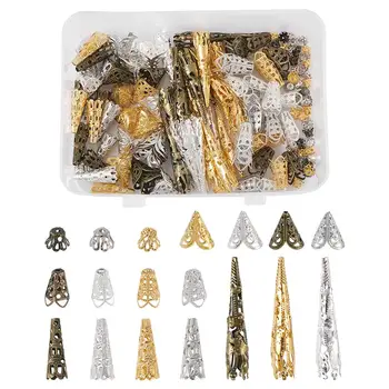 

450pcs/box Mix Color Alloy & Iron Cone Bead Caps for jewelry End Caps Connector Accessories Making