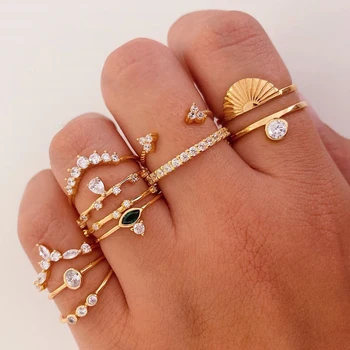 

FAMSHIN New Bohemian Gold Rings For Women Vintage Moon Star Knuckle Finger Rings Set 2020 Female Jewelry Gifts Fashion 11pcs/Set