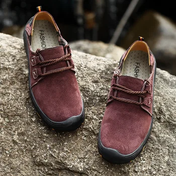 

men genuine leather outdoor sport walking shoes climbing mountain shoes trekking shoes breathable zapatos senderismo hombre