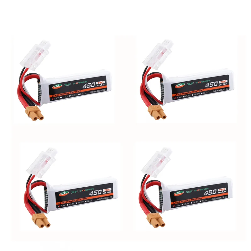

1/2/4 PCS XF-POWER 7.4V 450mAh 75C 2S XT30 Plug Lipo Battery For RC Quadcopter Multicopter Multirotor DIY Accessories Parts
