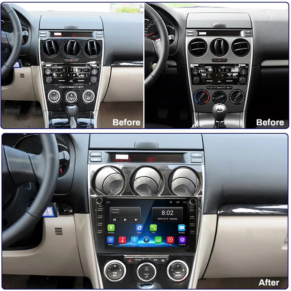 9 дюймов ips кнопочный экран Android 9,1 для Mazda 6 2002- автомобильный DVD Мультимедиа стерео радио gps навигация wifi Bluetooth 2+ 32 ГБ