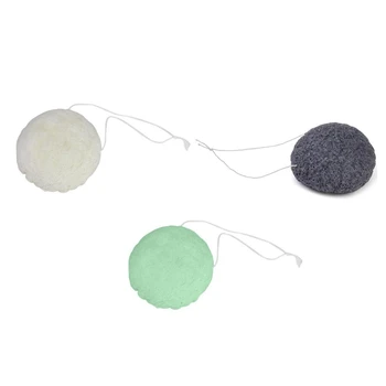 

Cleansing sponge Wash face flutter Set of 3 pieces Konjac Face Sponge Face Cleansing - White,Black and Green