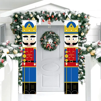 

Nutcracker Banner Cristmas Ornaments Wall Door Hanging Garland Christmas Decorations for Home Outdoor Front Porch Garden Sign