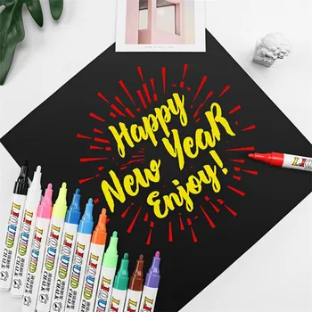 

12 Color Dust-free Water-Soluble Liquid Chalk Painting Children Graffiti Painting Blackboard Erasable Light Board Pen