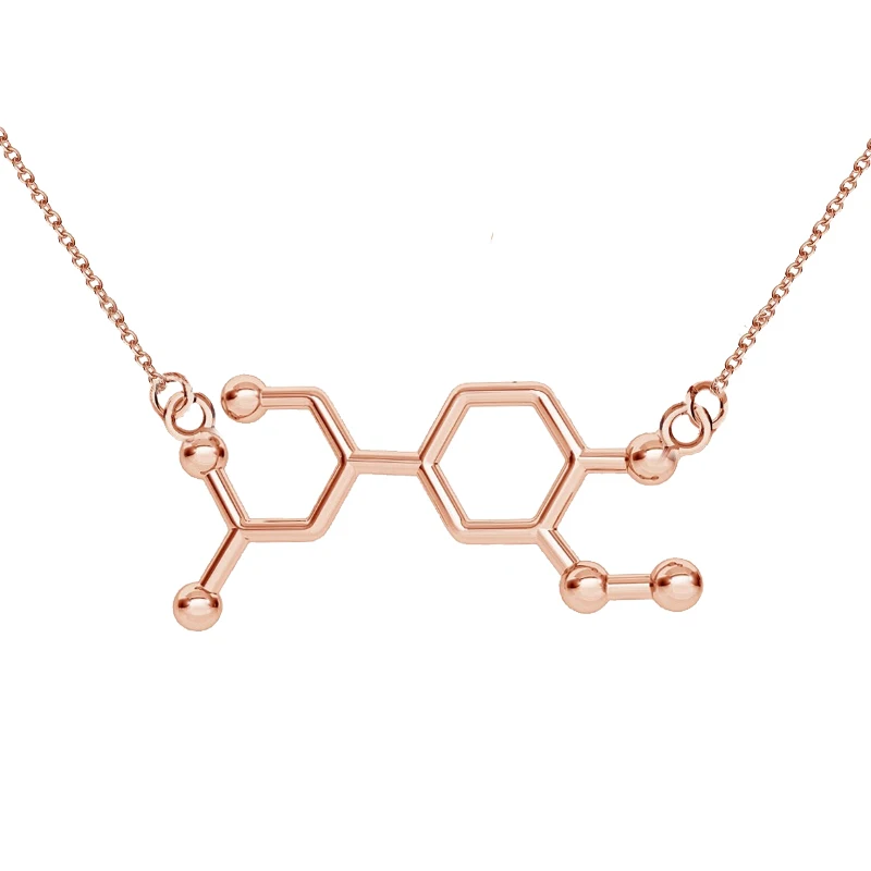 Адреналин ожерелье с дизайном «молекула» Science Jewelry химия Модный кулон, ювелирные изделия подарок для нее - Окраска металла: Покрытие из розового золота