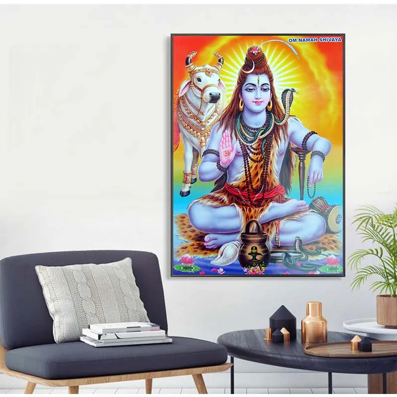 Shiva Lord холщовые картины на стену, индийские боги, настенное искусство, холст Hinduism, настенные плакаты и принты, Cuadros, картина, домашний декор